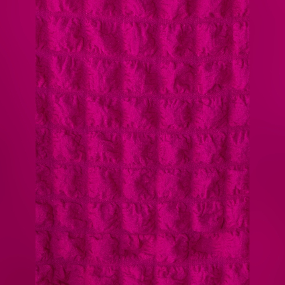 LOVE Hot Pink 3D Bubble Scrunchie Long Sleeve Cropped Retro Y2K Barbiecore Crop - Picture 6 of 9